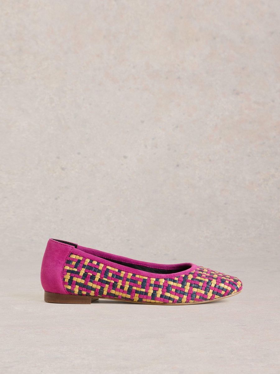 Geflochtene mehrfarbige Wildleder-Ballerinas