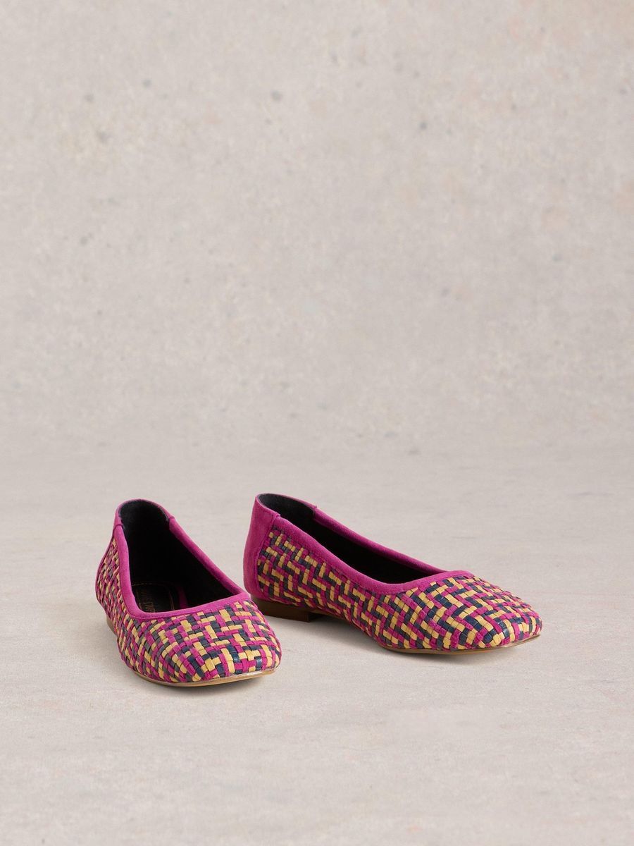 Geflochtene mehrfarbige Wildleder-Ballerinas