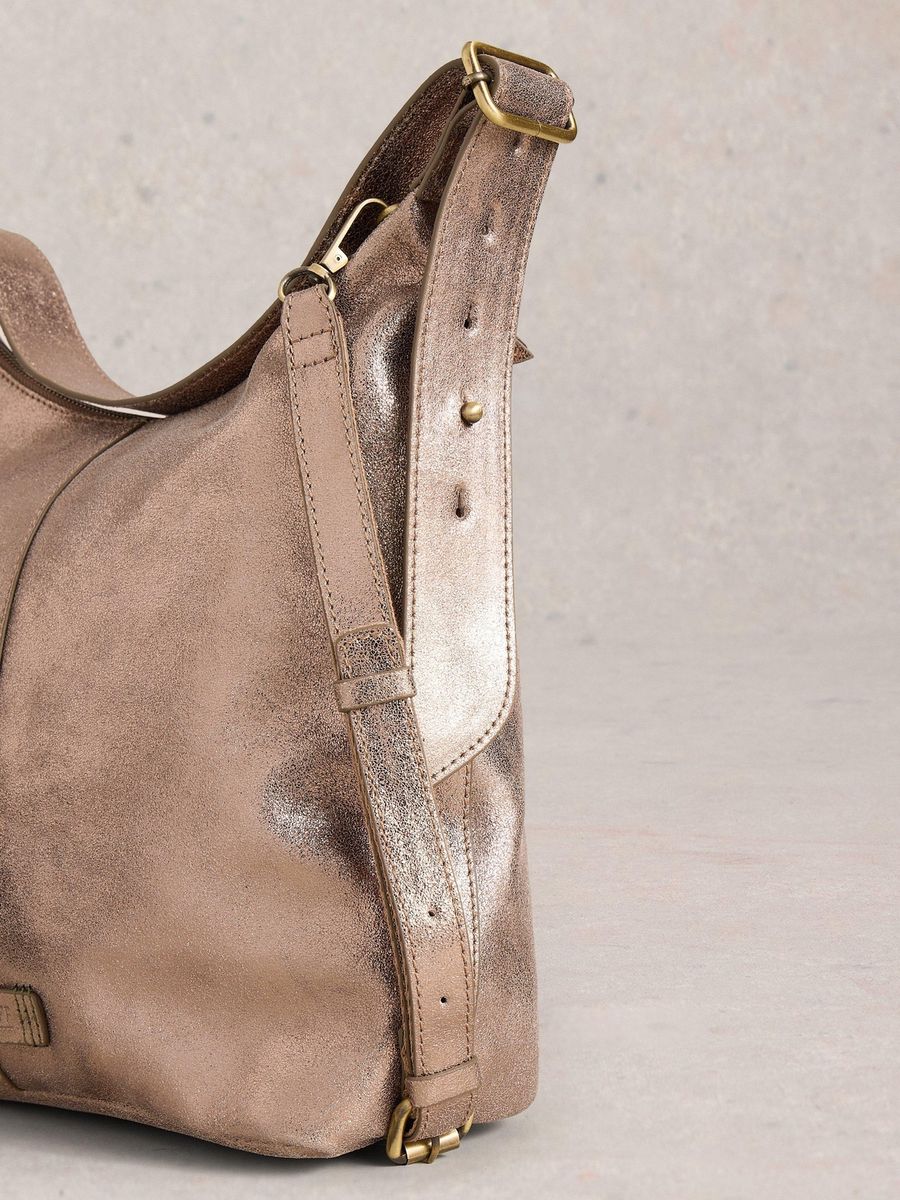 Vielseitige Hobo-Tasche aus genarbtem Leder