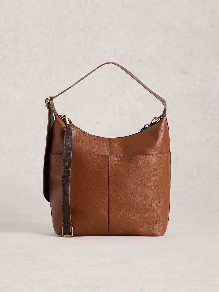 Vielseitige Hobo-Tasche aus genarbtem Leder