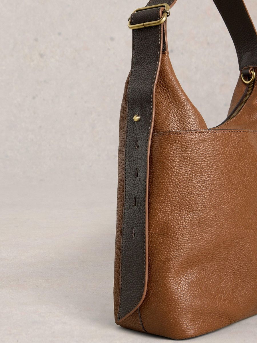 Vielseitige Hobo-Tasche aus genarbtem Leder