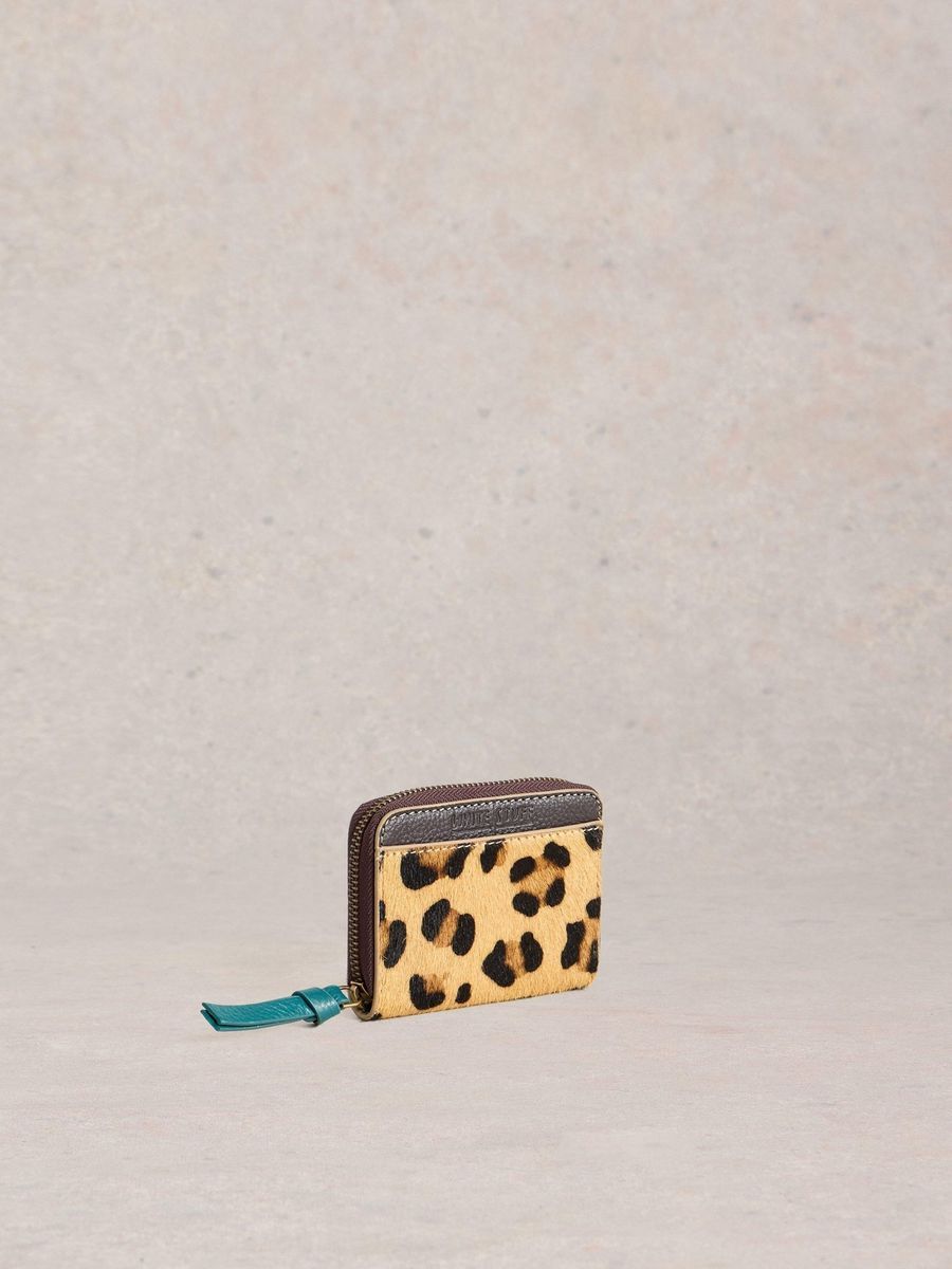 Leopard-Print Fell-Optik Zip-Around
