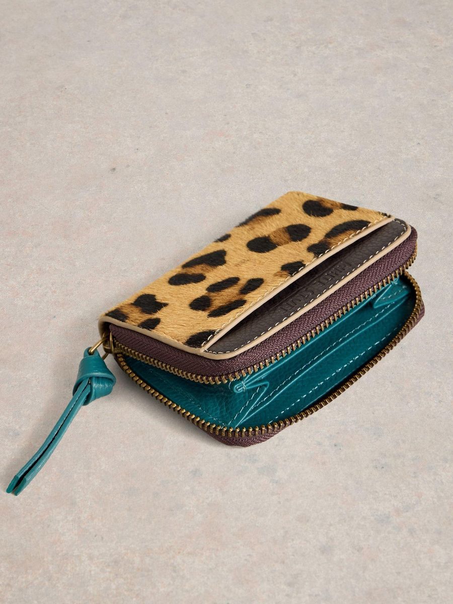 Leopard-Print Fell-Optik Zip-Around
