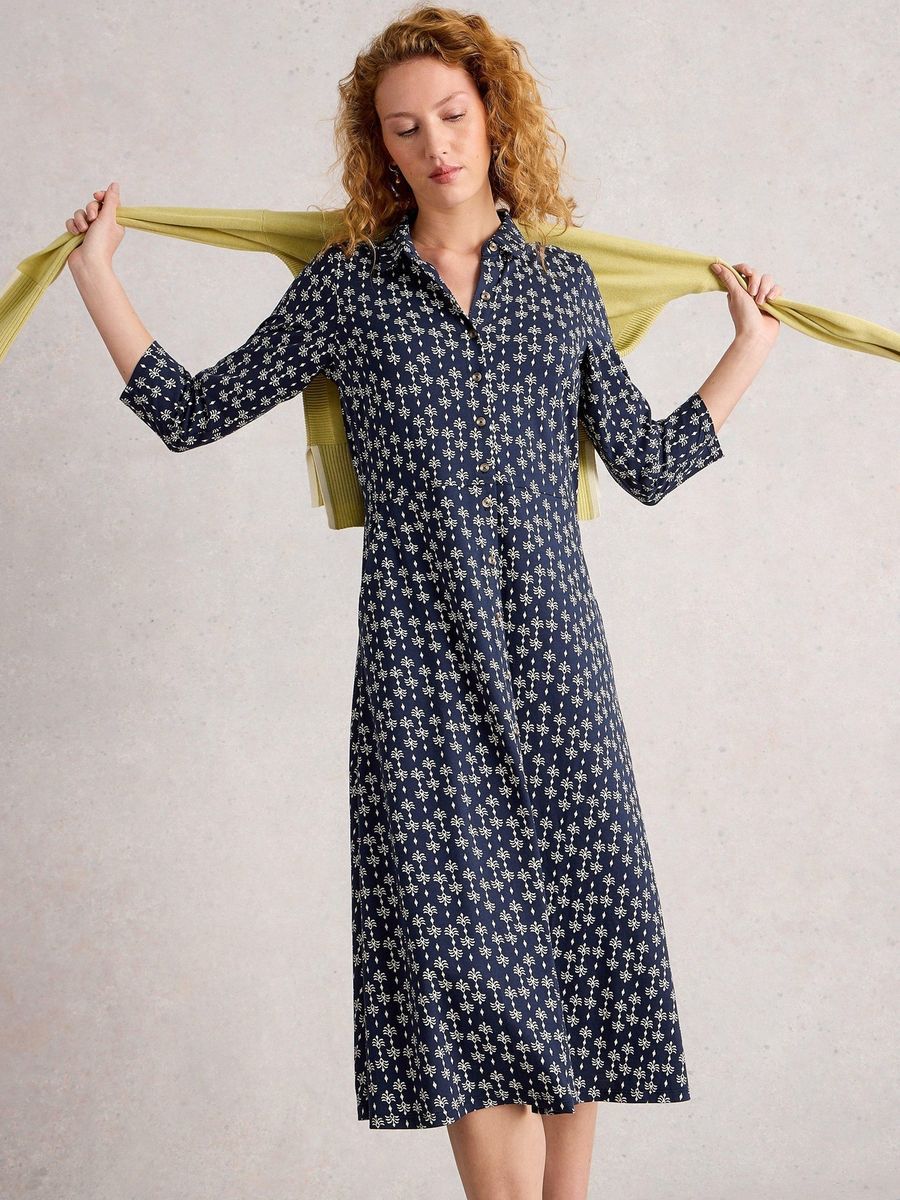 Bedrucktes Jersey-Hemdblusenkleid