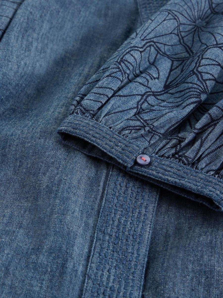 Chambray-Midikleid mit Gürtel