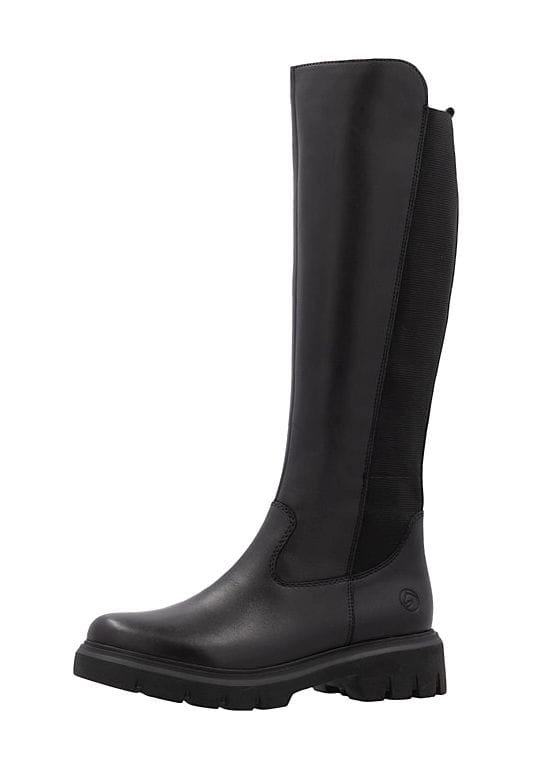 Kniehohe Lederstiefel mit Profilsohle