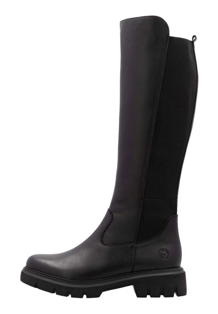 Kniehohe Lederstiefel mit Profilsohle