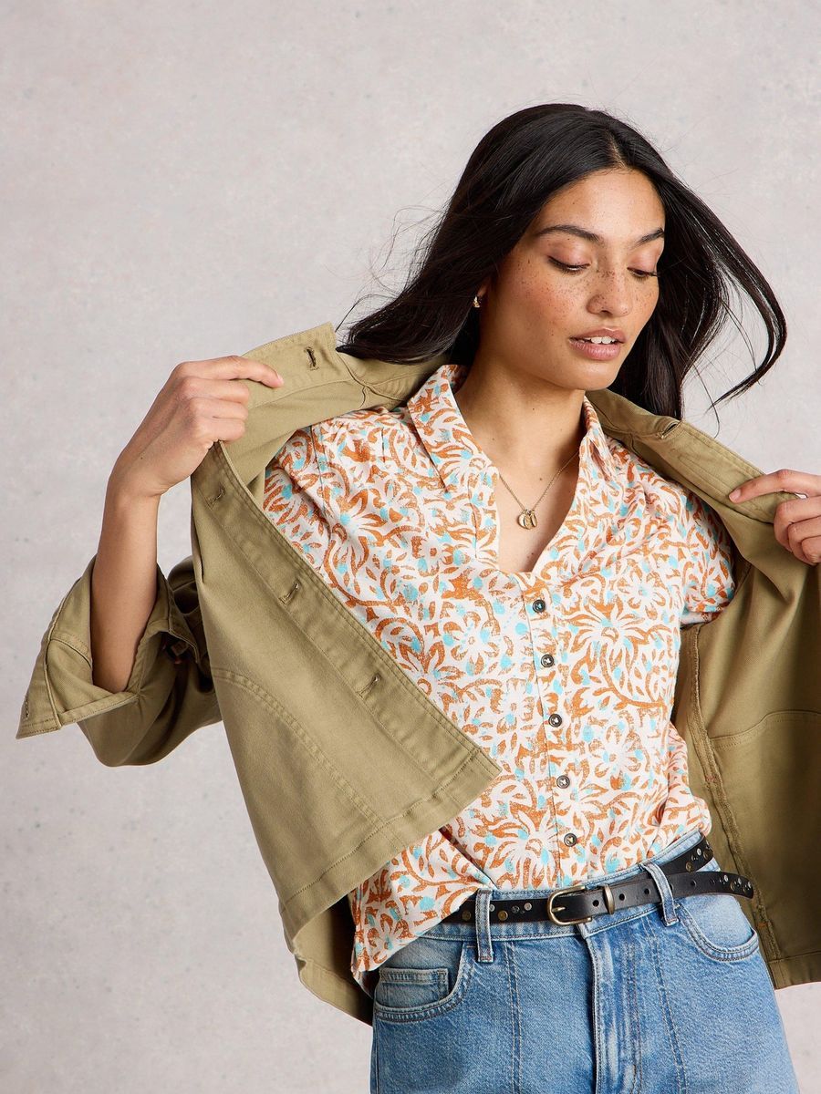 Klassische Jerseybluse mit Blumendruck