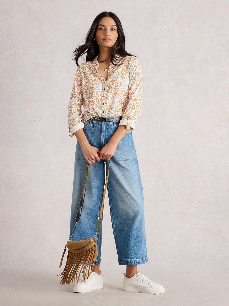 Klassische Jerseybluse mit Blumendruck