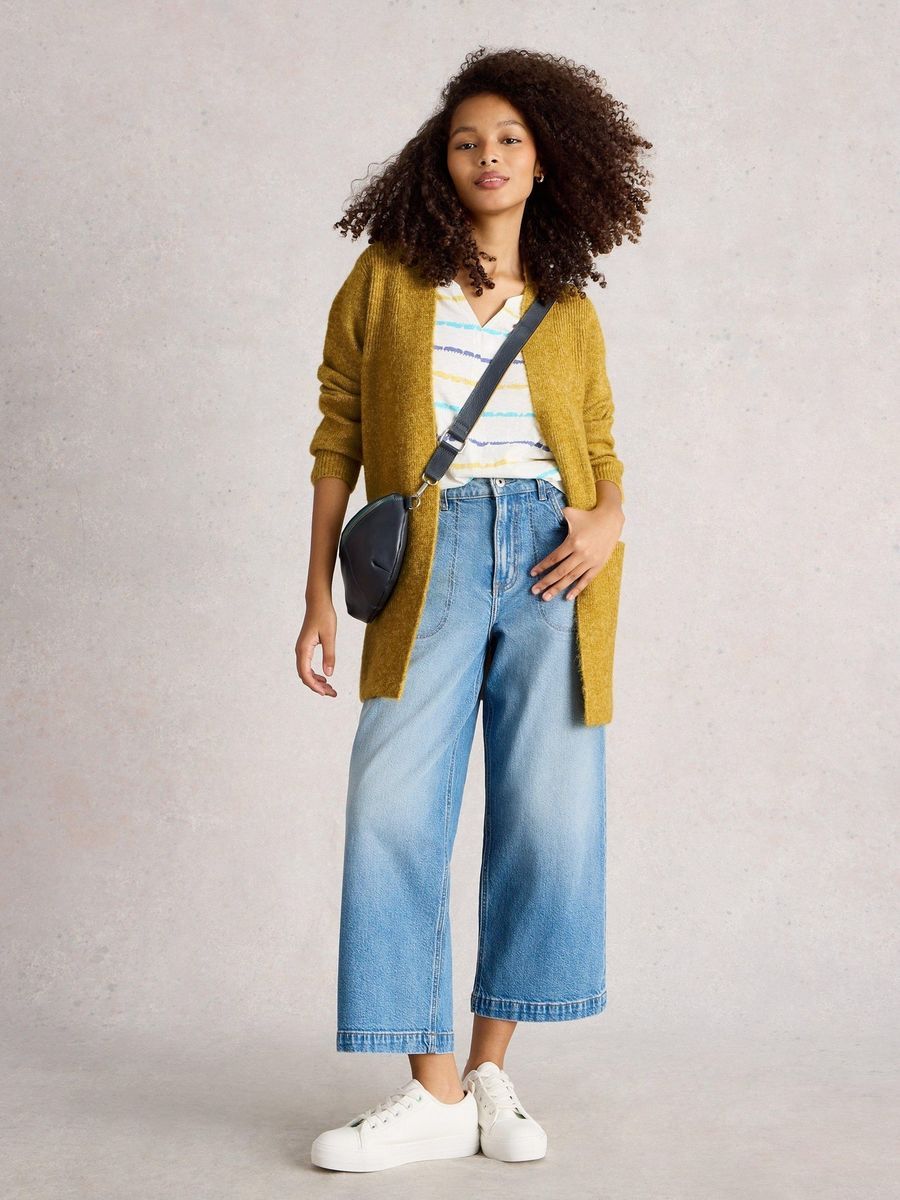 Lange kuschelige Strickjacke mit Taschen