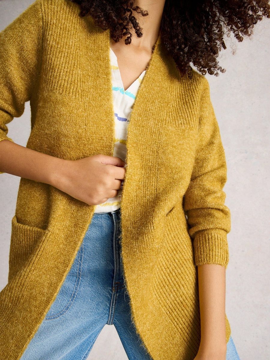 Lange kuschelige Strickjacke mit Taschen
