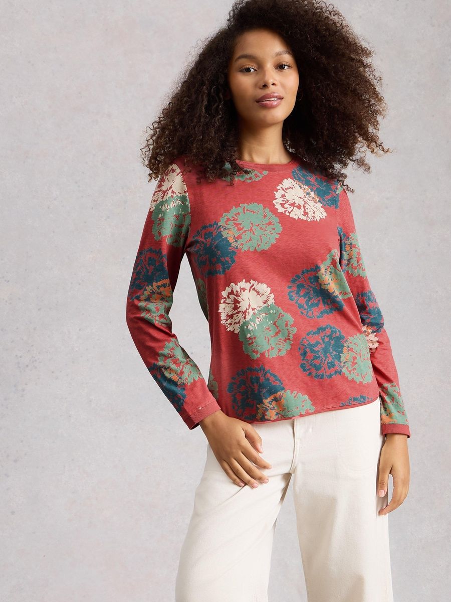 Lässiges gestreiftes Jersey-Langarmshirt