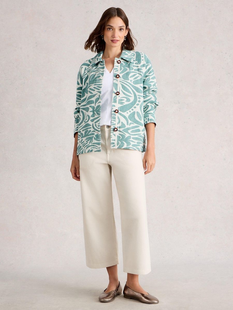 Oversized Jacquard-Hemdjacke mit Print