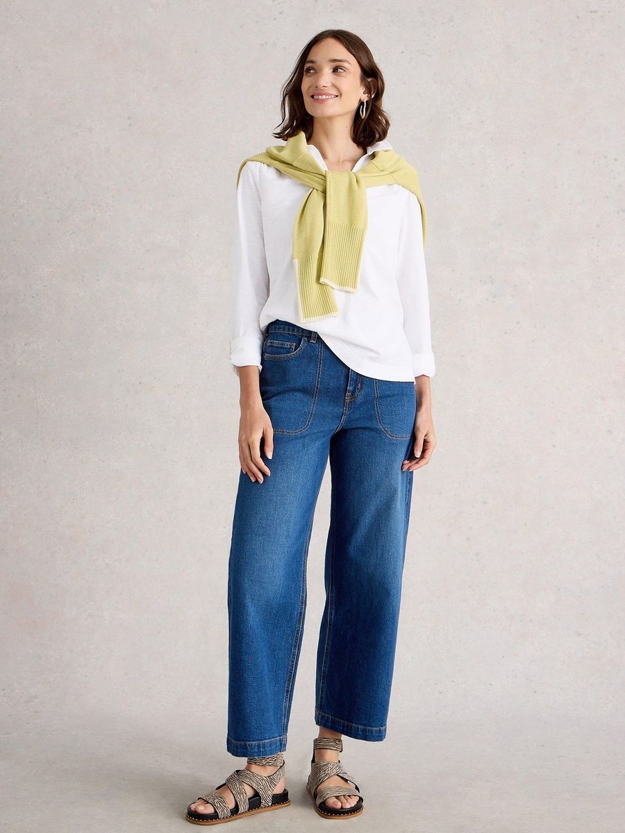 Legere Baumwoll-Jersey-Henley-Bluse