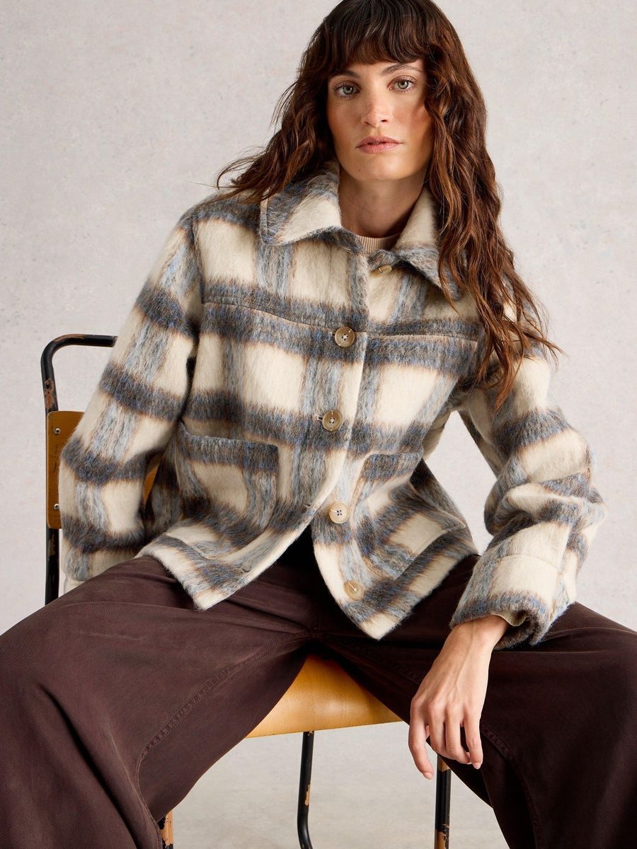 Karierte Jacke aus Wollmischung