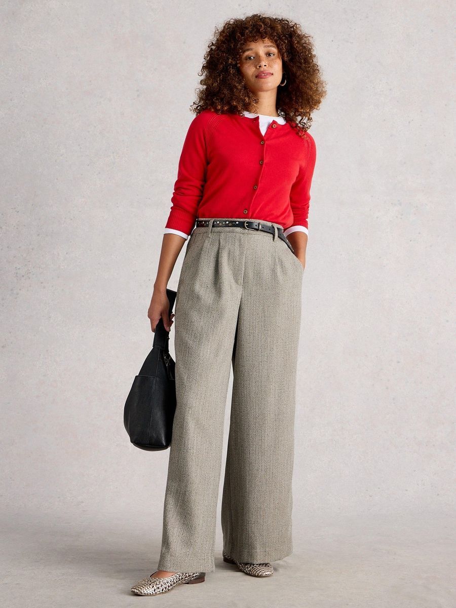 Elegante Bundfaltenhose mit weitem Bein