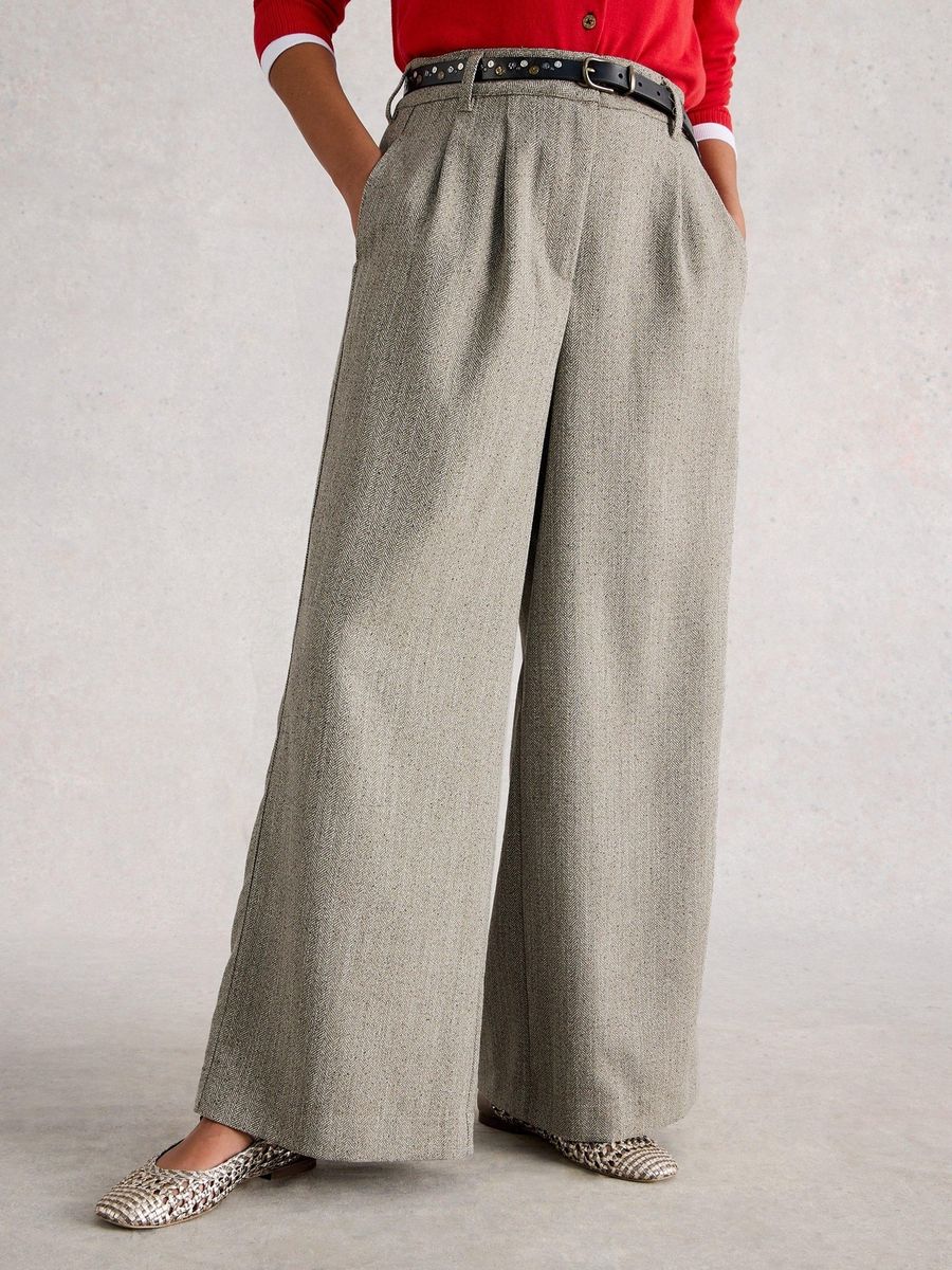 Elegante Bundfaltenhose mit weitem Bein