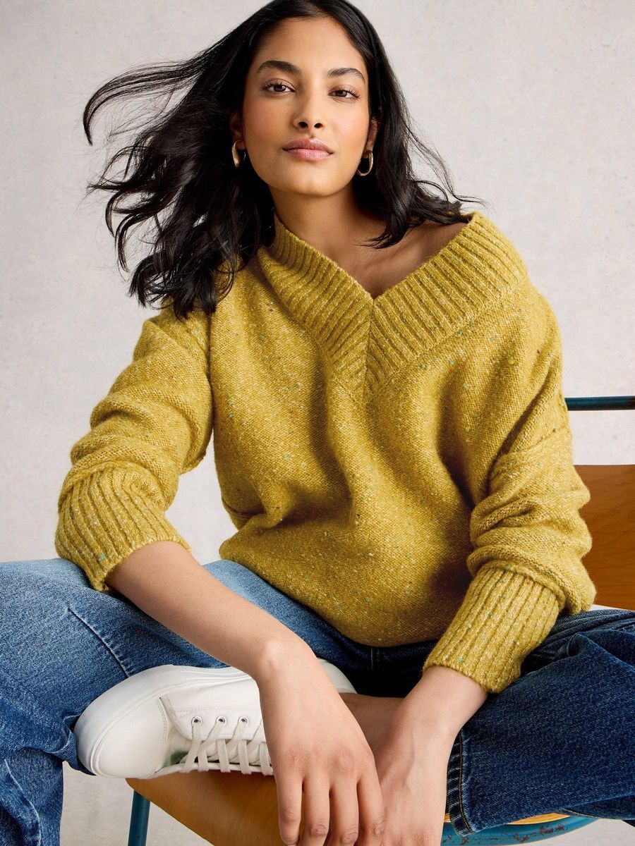 Oversized Strickpullover mit V-Ausschnitt