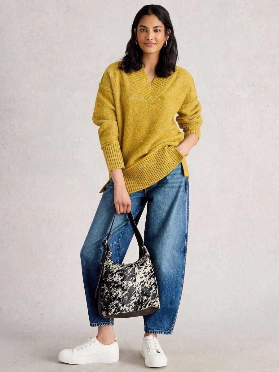 Oversized Strickpullover mit V-Ausschnitt