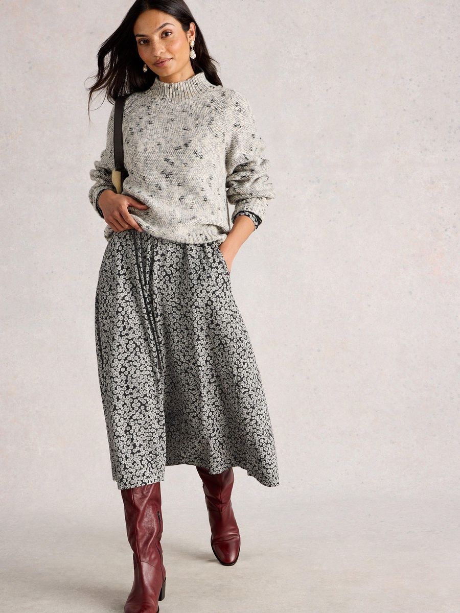 Jersey-Midikleid mit Gänseblümchen-Print