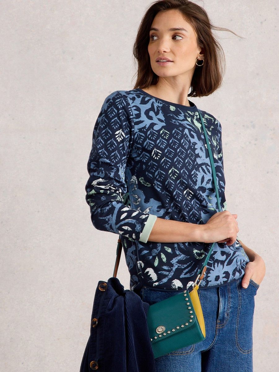 Langarmshirt mit Blumen- und Streifenmuster