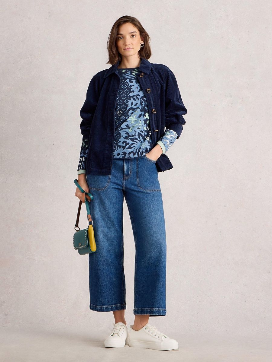 Langarmshirt mit Blumen- und Streifenmuster