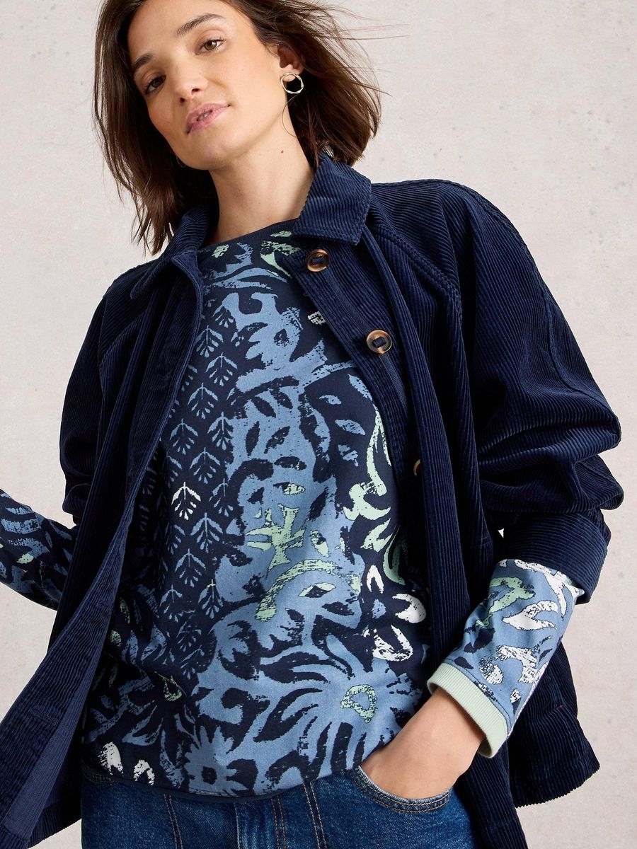 Langarmshirt mit Blumen- und Streifenmuster