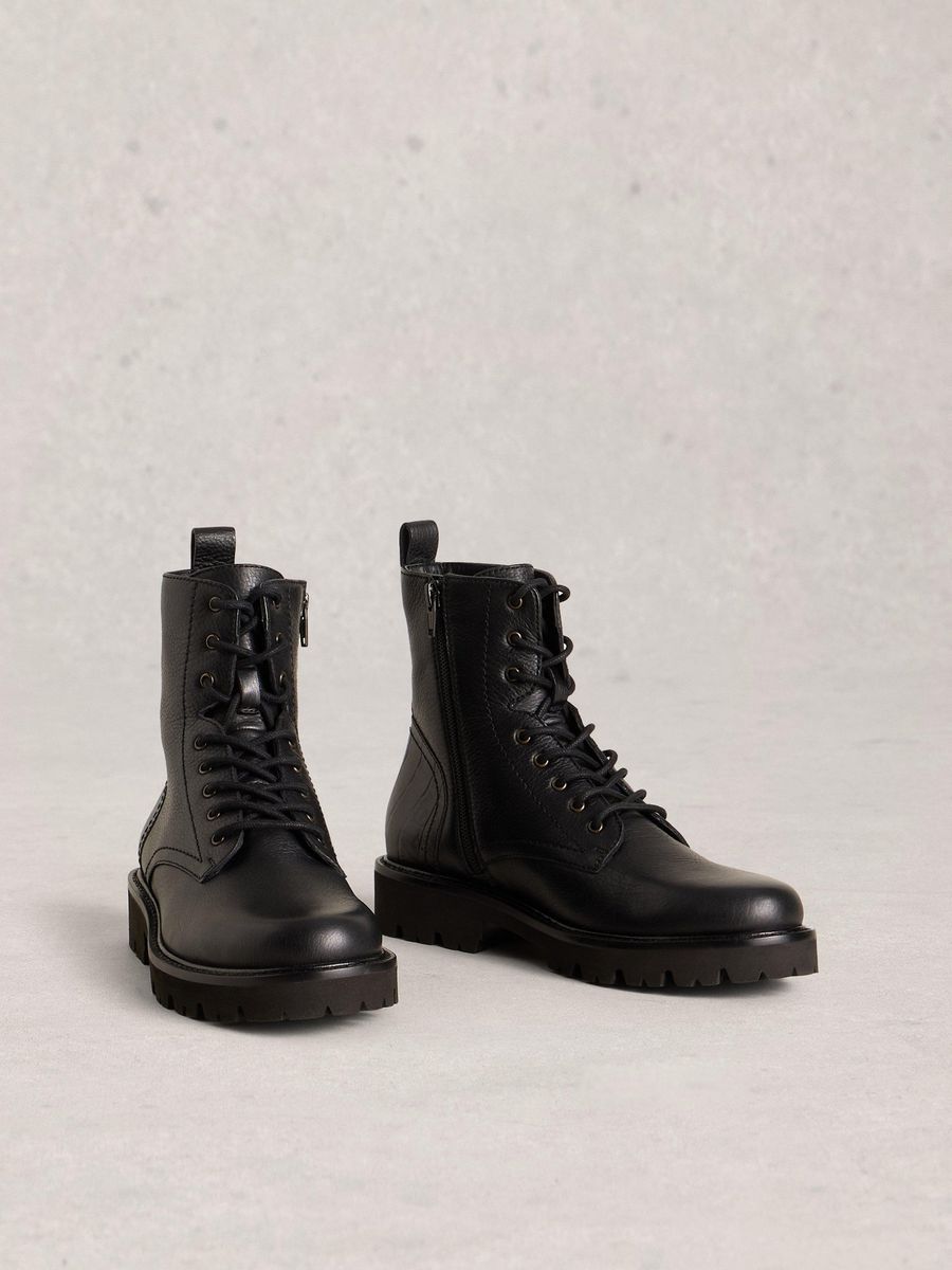 Robuste Schnür-Combat-Boots aus Leder