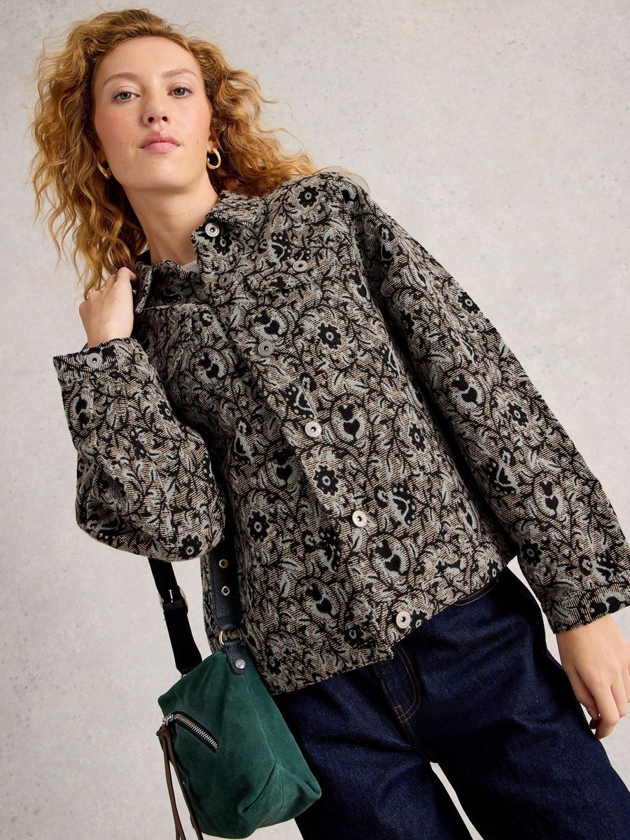 Florale Jacquard Utility-Jacke
