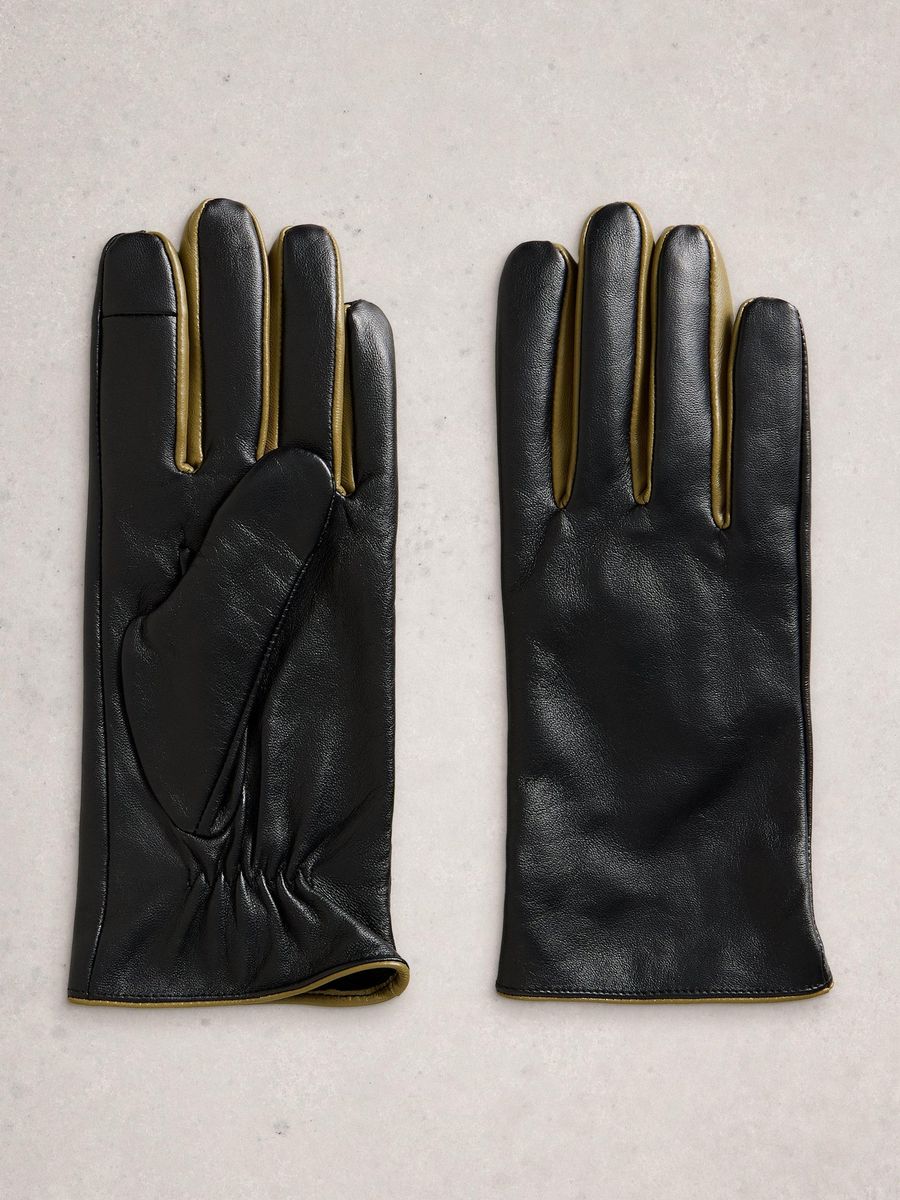 Elegante Lederhandschuhe mit Kontrastpaspel