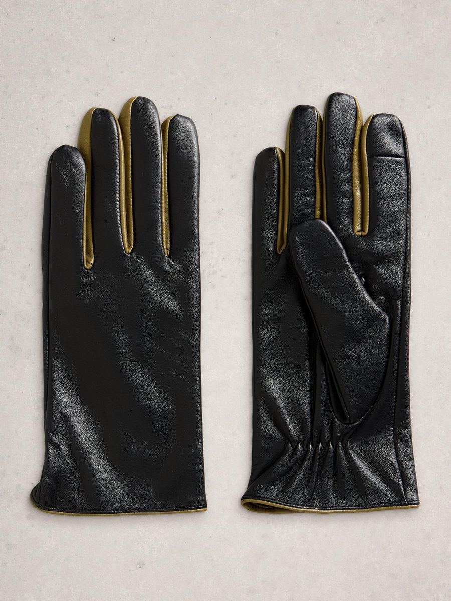 Elegante Lederhandschuhe mit Kontrastpaspel