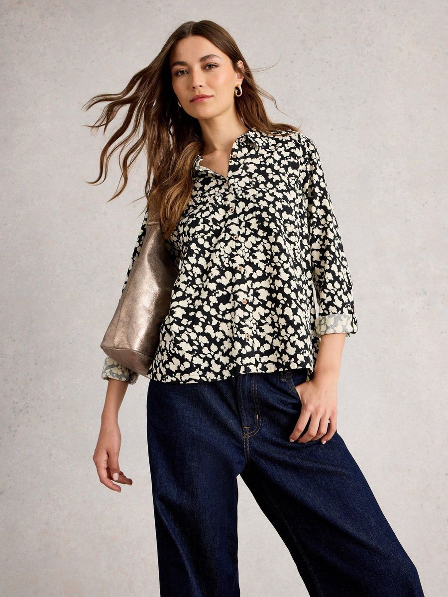 Bedruckte Baumwoll-Mix Bluse Sophie