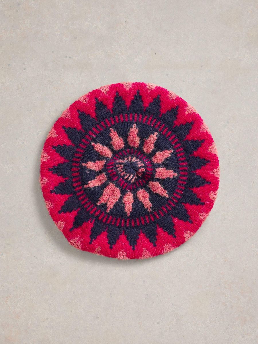 Strickbaskenmütze mit Fair-Isle-Muster