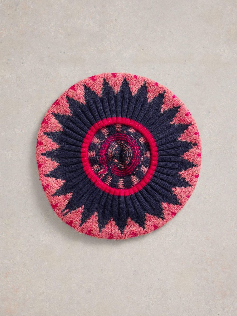 Strickbaskenmütze mit Fair-Isle-Muster