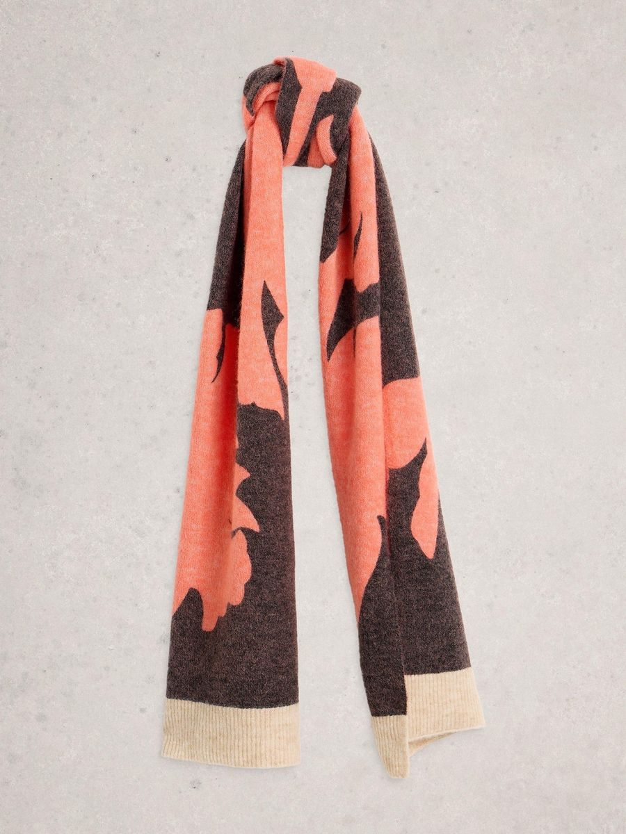 Weicher Strickschal mit abstraktem Blumenmuster