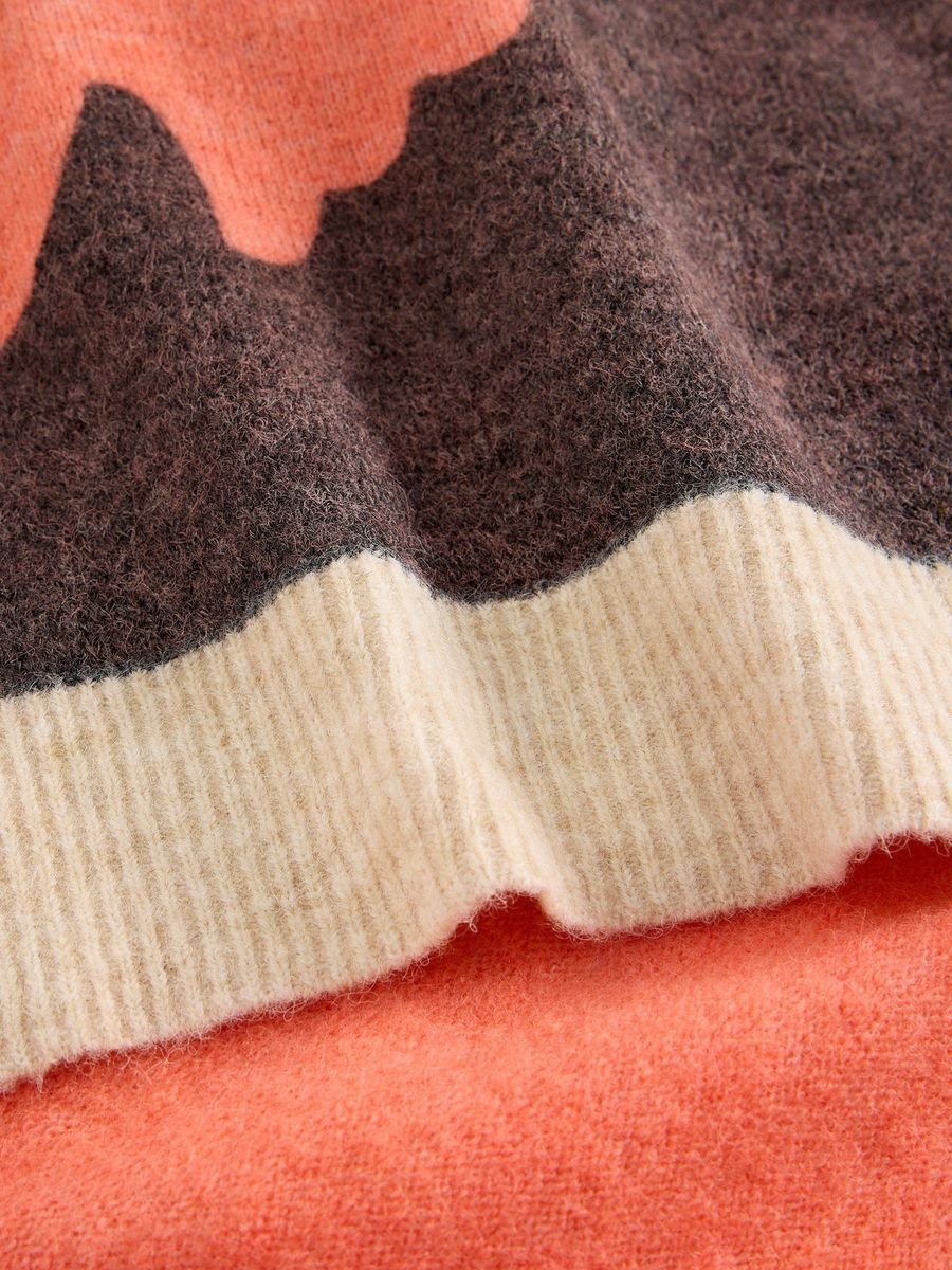 Weicher Strickschal mit abstraktem Blumenmuster
