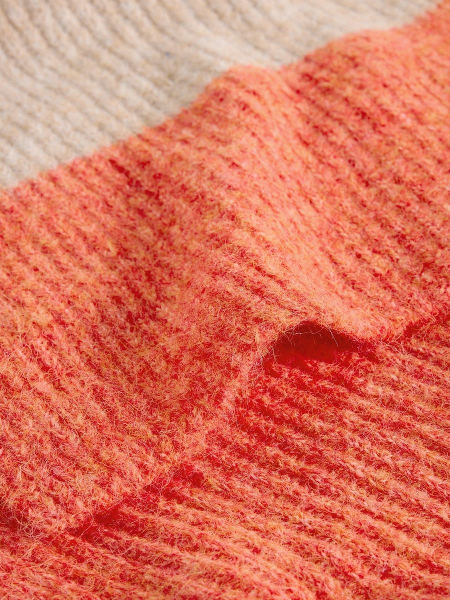 Gerippter Color-Block Strickschal