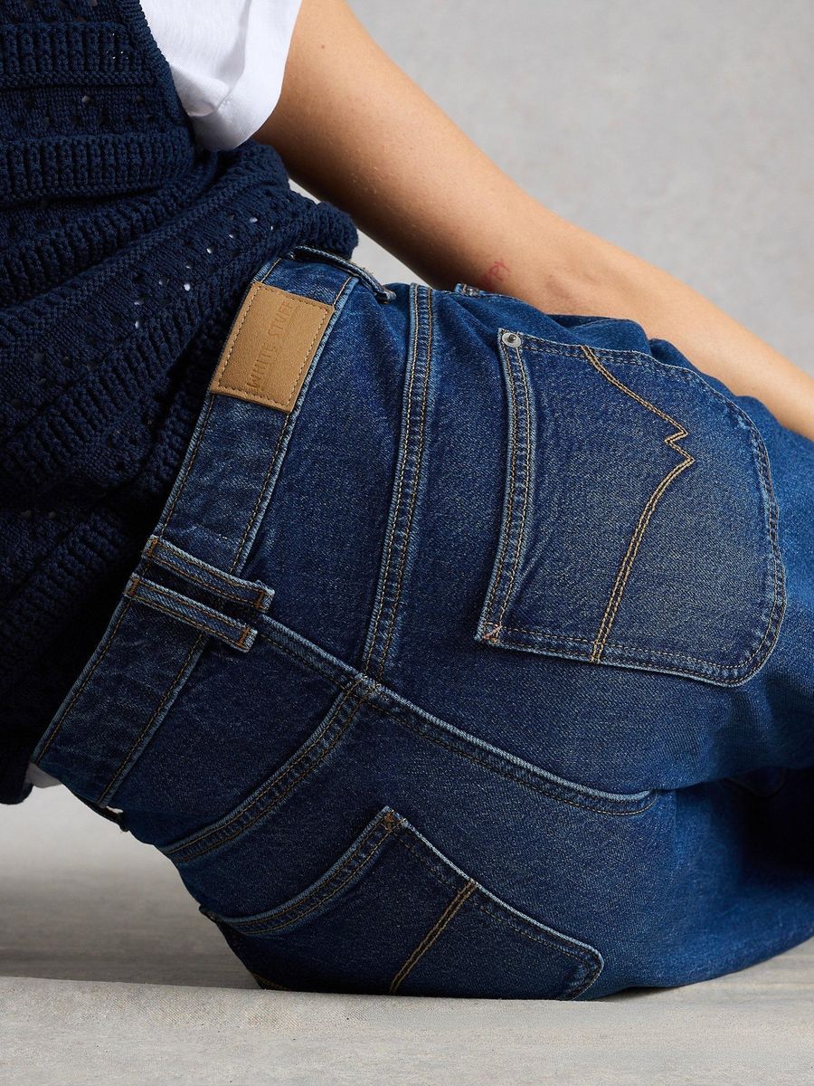 Weit geschnittene Utility-Jeans in voller Länge