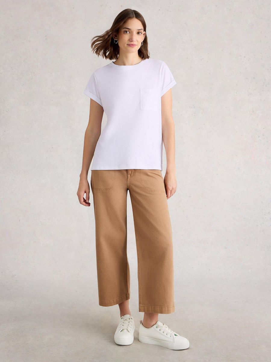 Klassisches Baumwoll-T-Shirt mit Tasche