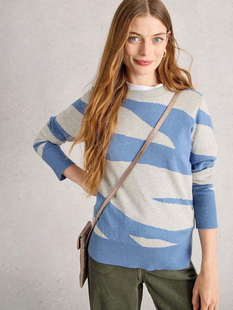 Feingestrickter Pullover mit abstraktem Muster