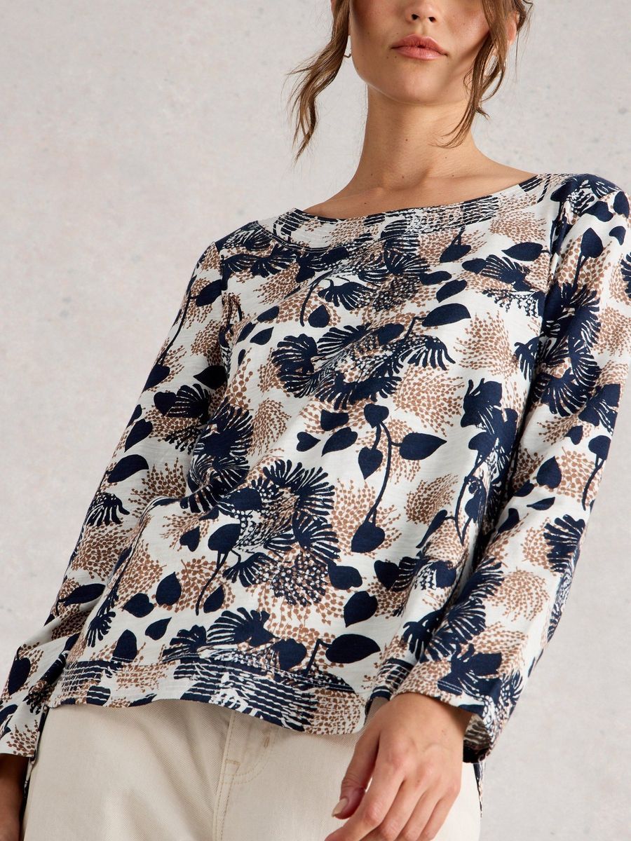 Bio-Baumwolltop mit botanischem Print
