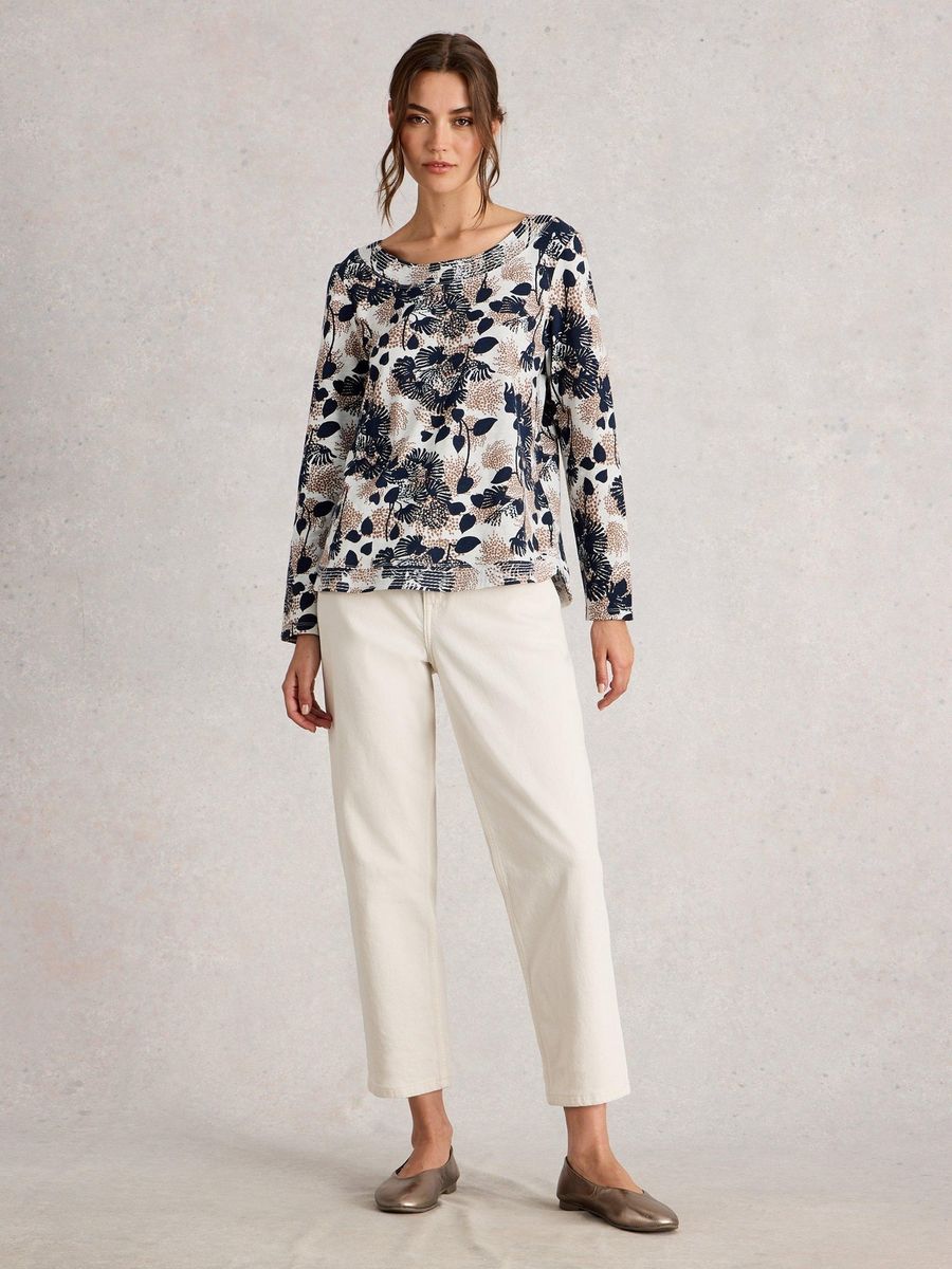 Bio-Baumwolltop mit botanischem Print