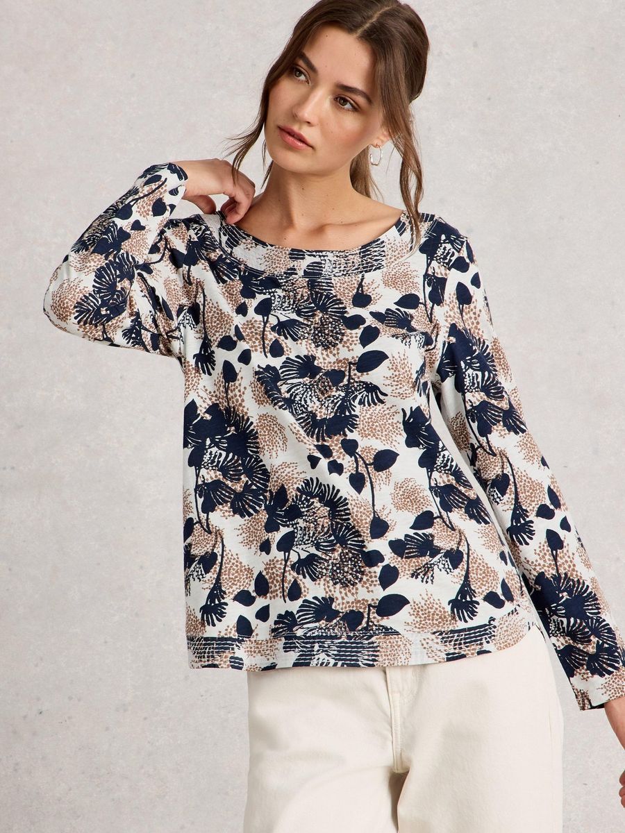 Bio-Baumwolltop mit botanischem Print
