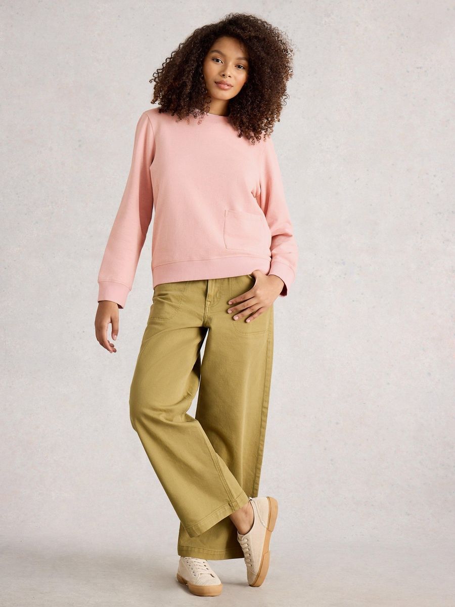Lässiges Sweatshirt mit Sprenkeln und Tasche