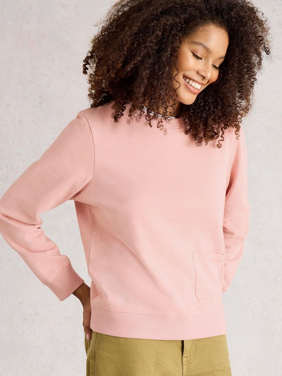 Lässiges Sweatshirt mit Sprenkeln und Tasche