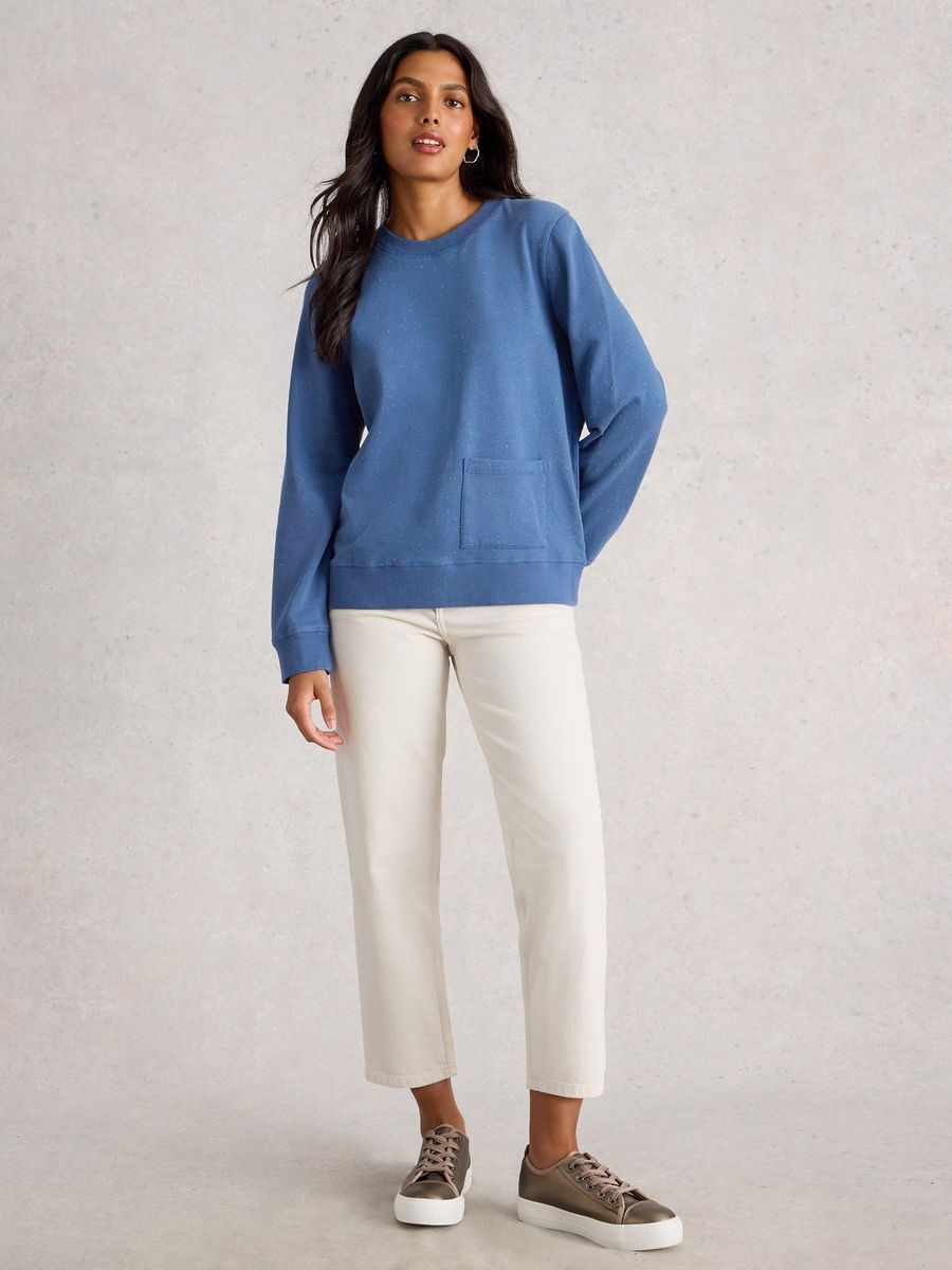 Lässiges Sweatshirt mit Sprenkeln und Tasche