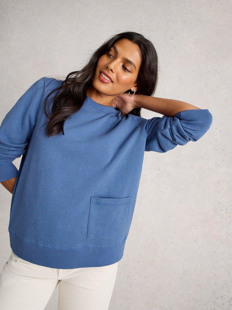 Lässiges Sweatshirt mit Sprenkeln und Tasche