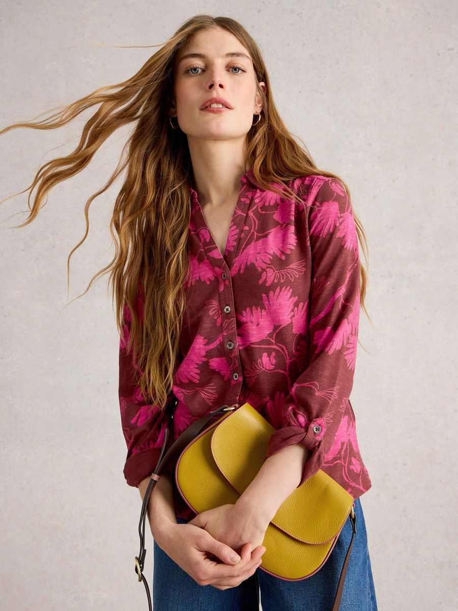 Jerseybluse mit floralem Muster