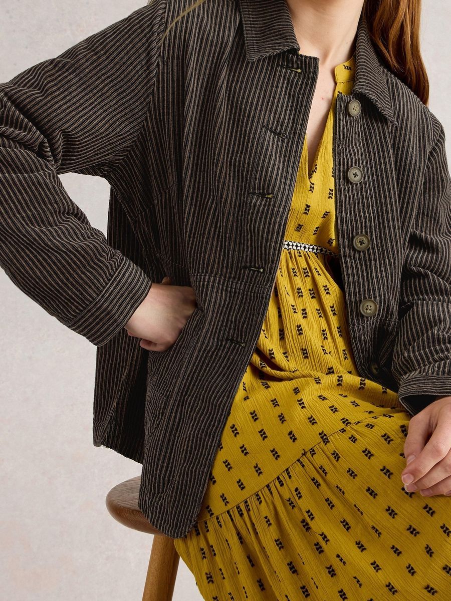 Zeitlose gestreifte Bio-Baumwoll Cordjacke