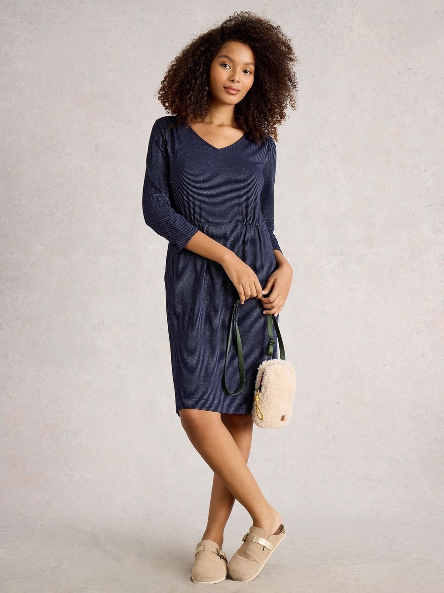 Gestreiftes Jerseykleid mit Glitzereffekt